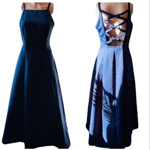 Roberta Classic Navy Crisscross Bows Back Gown